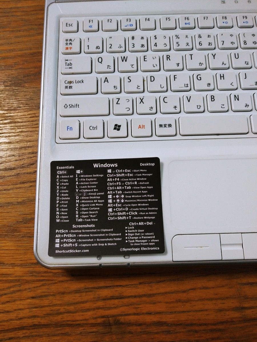 Windows キーボード ショートカットキー ステッカー【2色セット】 シール　ウィンドウズ　一覧表　白　黒