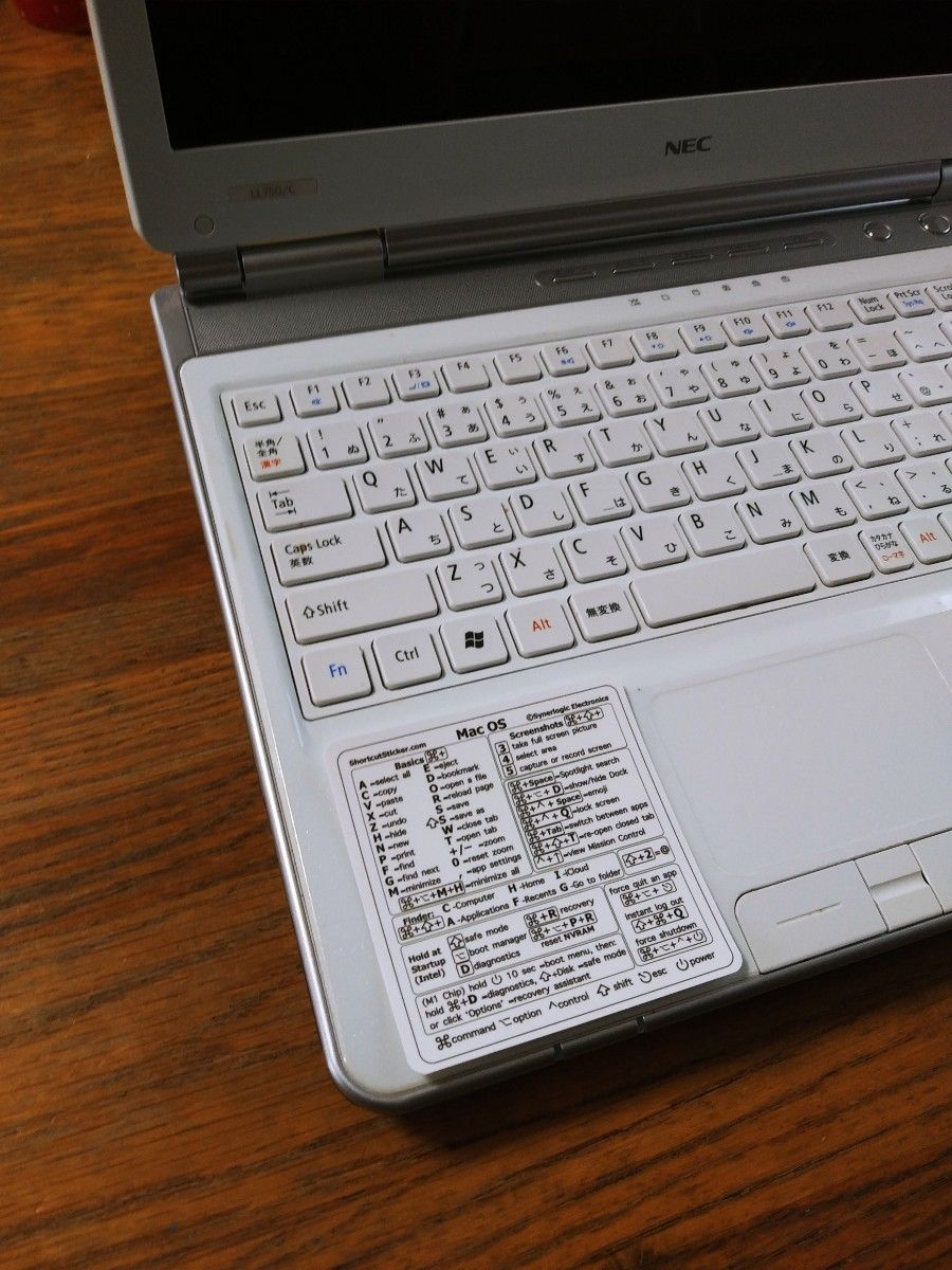 Mac OS キーボードショートカットキー ステッカー【ホワイト】ショートカット　マック