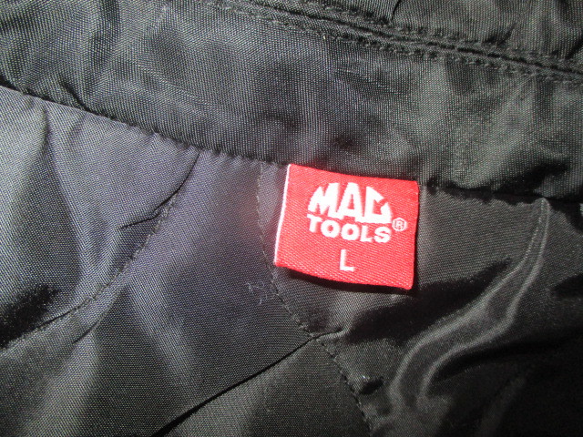 マックツール デカロゴ ビンテージ プラチナ色刺繍ロゴ サイズL（LL相当） MA-1風中綿入りワークジャケット 美中古 ツナギの画像9