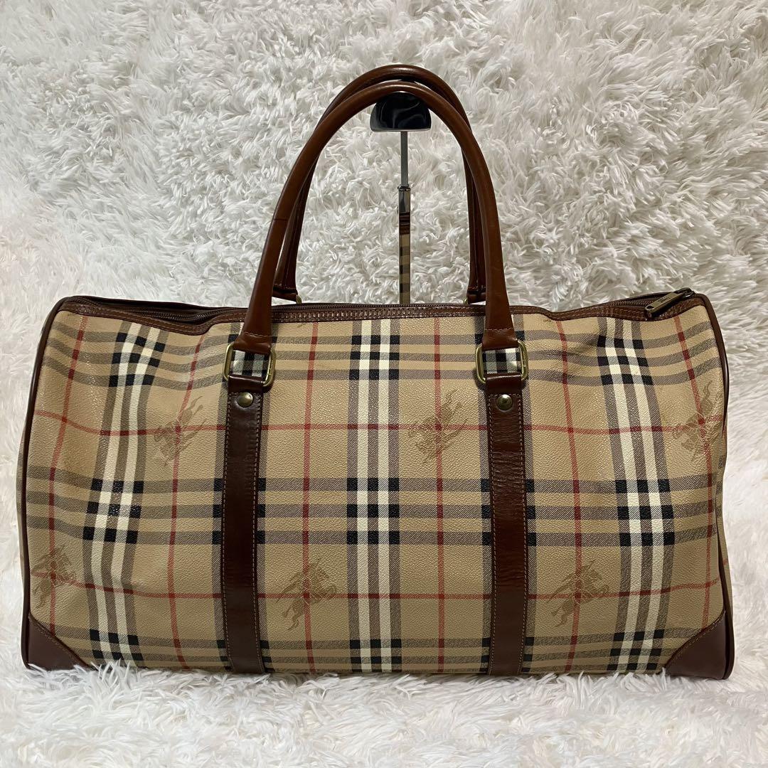 バーバリー　BURBERRY　ボストンバッグ　ショルダーバッグ　ハンドバッグ　2way PVC レザー　ノバチェック　ホースロゴ　大容量　旅行鞄_画像6