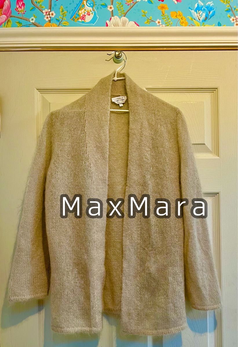 格安！Max Mara 白タグ カーディガン S◆秋冬春 レディース モヘア ニット ベージュ 訳あり