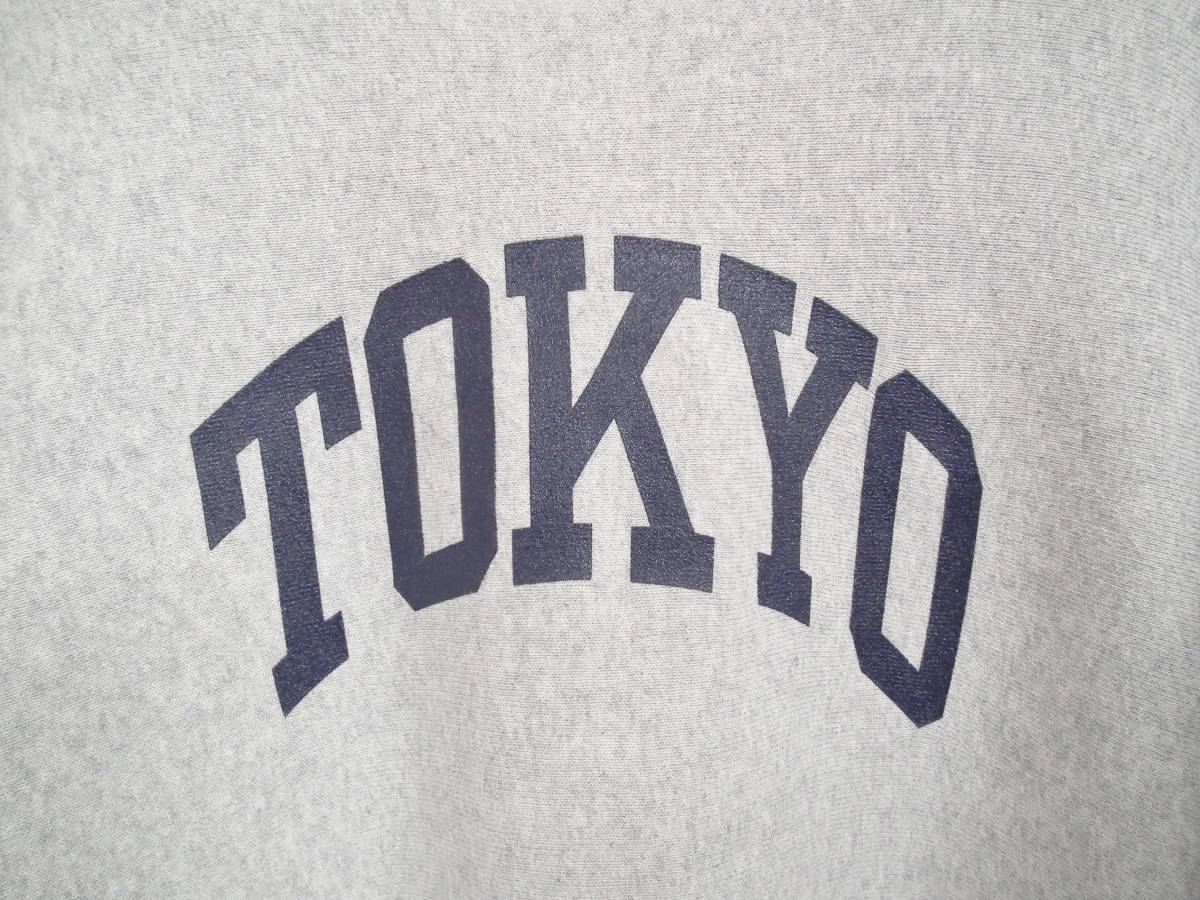 ◆Champion チャンピオン × BEAMS ビームス 別注 TOKYO アーチロゴ リバースウィーブ スウェット 単色 青タグ 復刻 グレー 90s Y2K 古着