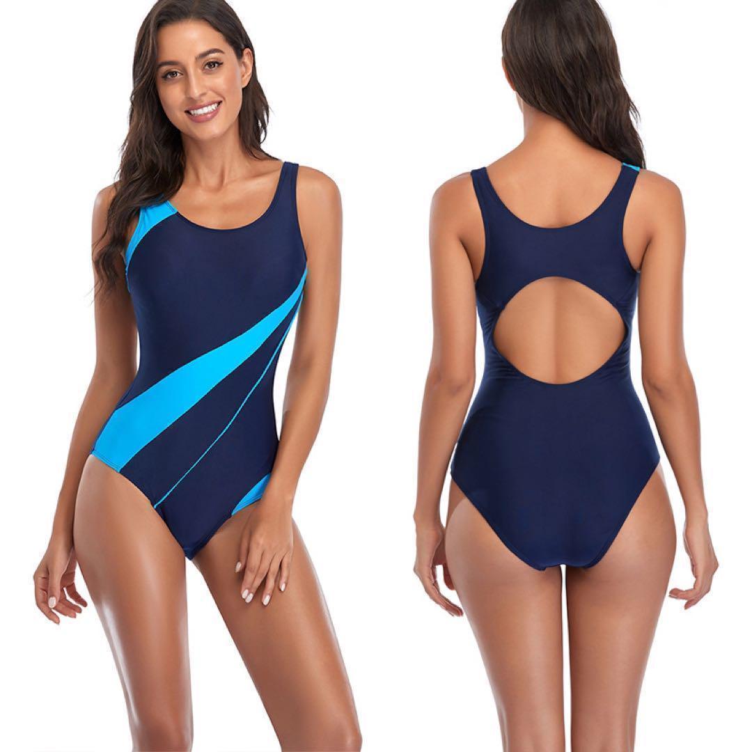 [ blue ]S swimsuit lady's fitness L pad attaching removal possibility .. swimsuit 