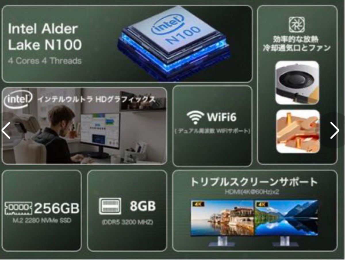 ミニPC Intel 第12世代Core-N100・Windows11 Pro ミニ