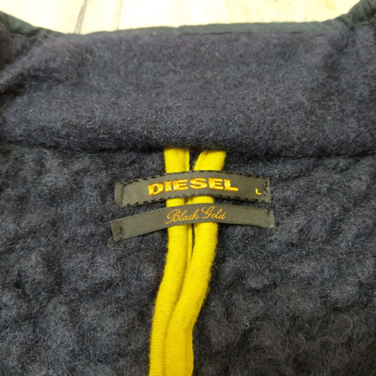 ITALY製☆DIESEL ディーゼル☆圧縮 ウール ニット 裏ボア フリース ジャケット size（L）ネイビー S1387_画像3