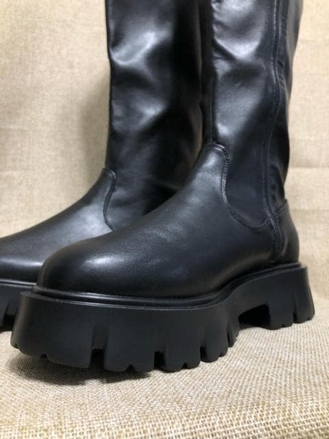 新品☆3L♪26～26.5幅広4E♪履き口40cm厚底ロングブーツ♪☆z676