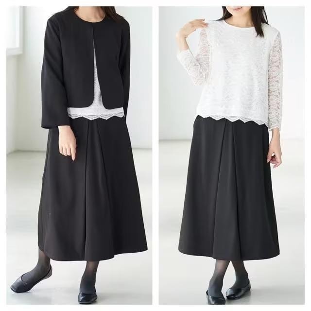  new goods *L! black series plain formal suit 3 point! long skirt stylish suit *u841