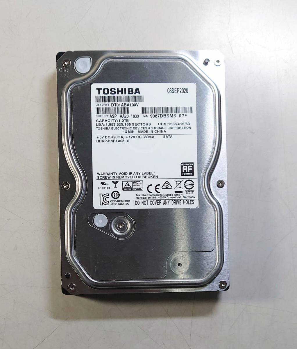 KN4333 【中古品】 TOSHIBA DT01ABA100V 1000GB/1TB 3.5インチ内蔵HDD (使用時間:437h)_画像1