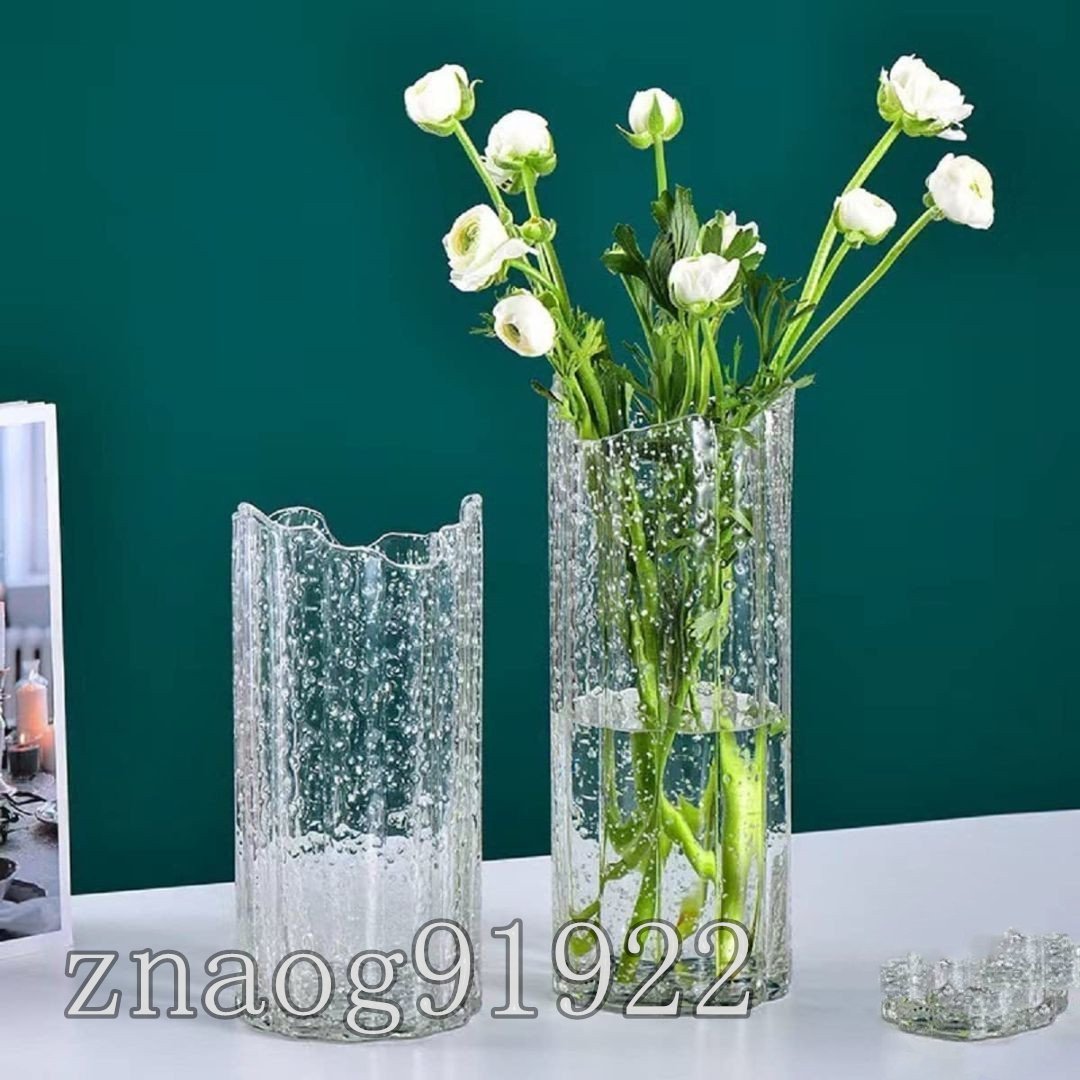 夜 優しく光る 高さ25cm カット花瓶 フラワーベース 洋室・和室 花器 水栽培 インテリア ヨーロピアンスタイル クリアガラス ZCL614_画像4