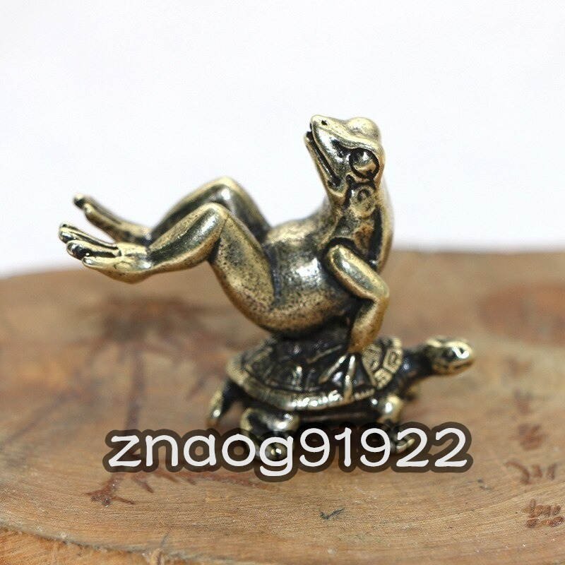 アンティーク　真鍮　カエルミニチュア　置物　装飾彫像 ZCL864_画像1