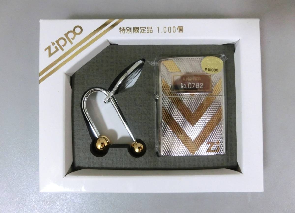 ☆W124)未使用 zippo ジッポ ライター/E/T COMBI DESIGN/限定銀格調版/LIMITED/限定品1000個/シリアル入/銀仕上げ/元箱 3箱セット USA製◆_画像2