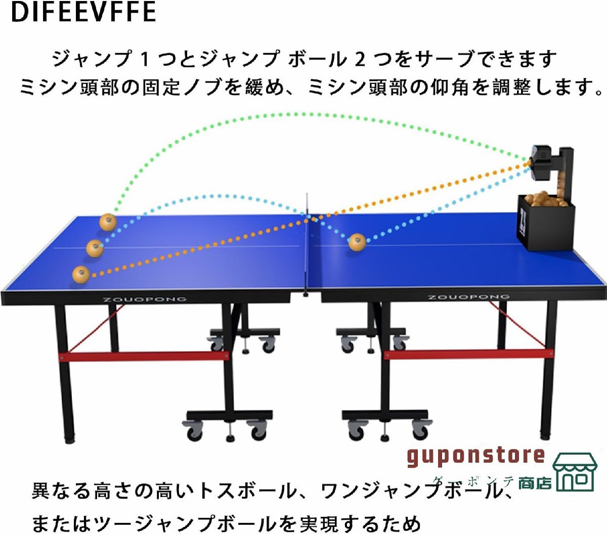 ピンポンロボットマシン 改良型 卓球ロボット 9種類のスピンボール 練習用 ロボット個人練習 ワイヤレスリモートコントロールを搭載_画像7