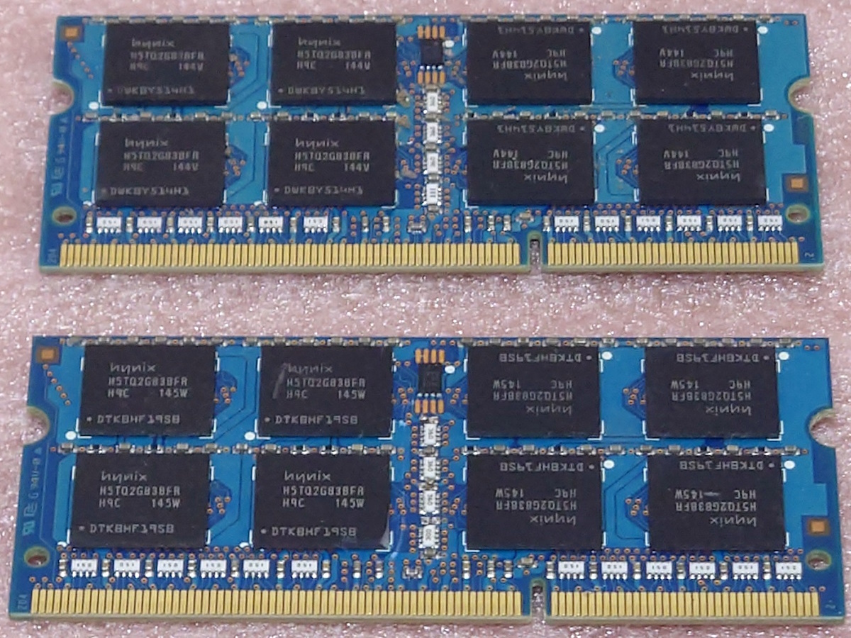 ◎Hynix HMT351S6BFR8C-H9 2枚セット - PC3-10600S/DDR3-1333 204Pin DDR3 S.O.DIMM 8GB(4GB x2) 動作品_画像2