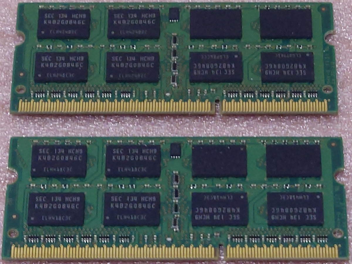 ■Samsung M471B5273CH0-CH9 2枚セット - PC3-10600S/DDR3-1333 204Pin DDR3 S.O.DIMM 8GB(4GB x2) 動作品_画像2