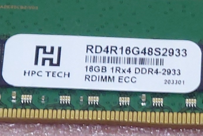 ◎HPC RD4R16G48S2933 - PC4-23400/DDR4-2933 Samsungチップ ECC REG/Registered 288Pin DDR4 RDIMM 16GB 動作品_画像3