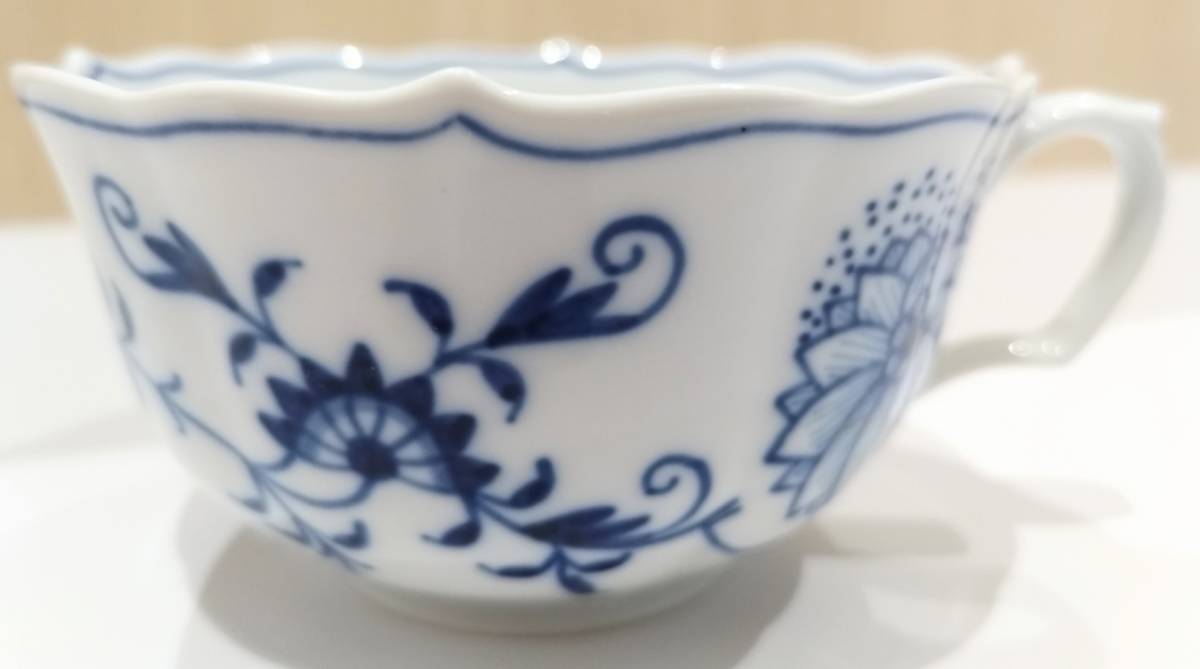 (SM680) MEISSEN マイセン ブランド 食器 カップ＆ソーサー ティーカップ 2客 マイセンブルー オニオン 双剣マーク プレート 陶器 コーヒー_画像8