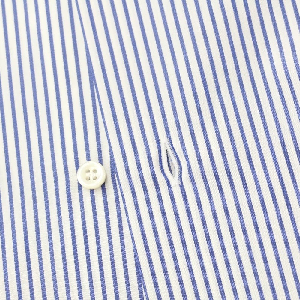 【未使用】オリアン ORIAN コットン ストライプ ワイドカラー ドレスシャツ ホワイトxライトネイビー【サイズ37】_画像5