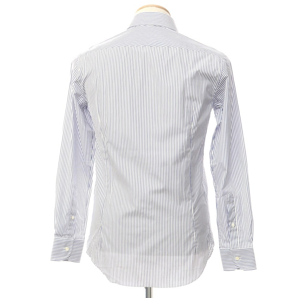 【未使用】オリアン ORIAN コットン ストライプ ワイドカラー ドレスシャツ ホワイトxライトネイビー【サイズ37】_画像3