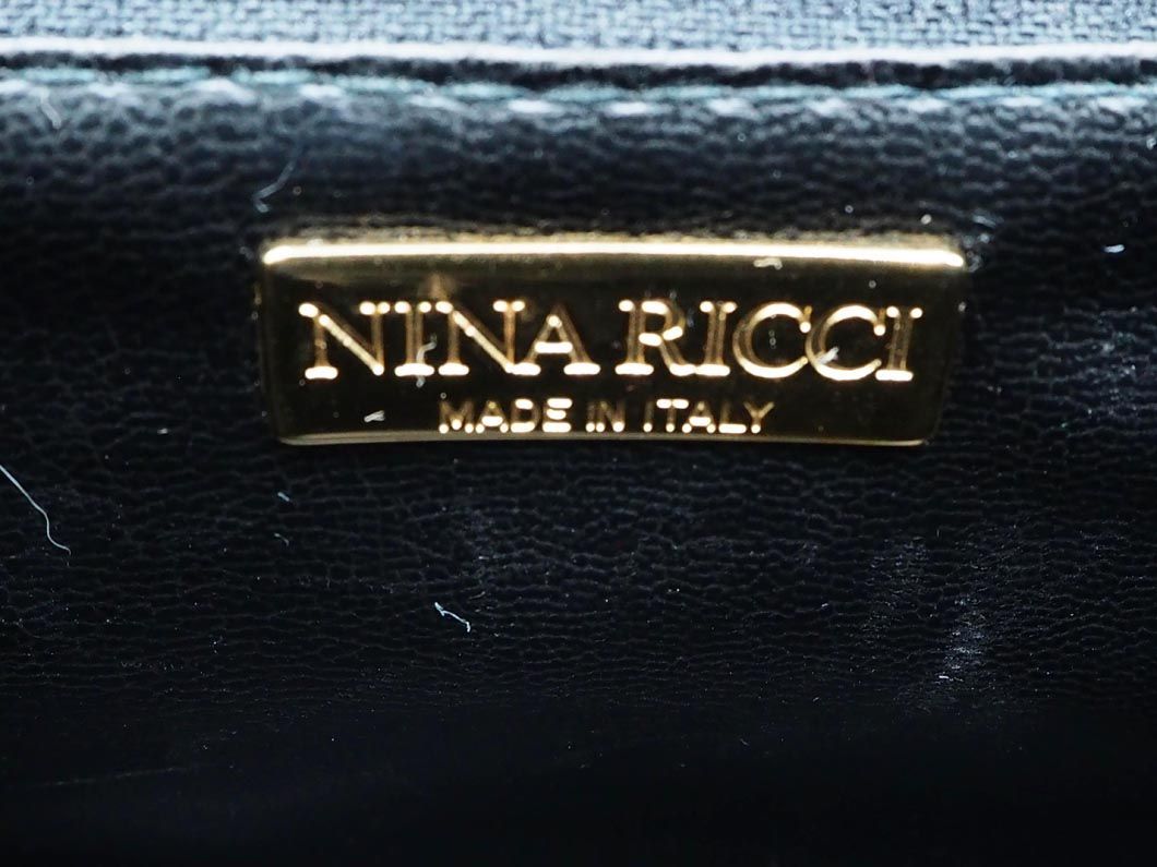 NINA RICCI ニナリッチ イタリア製 レザー ショルダー バッグ 黒 ■■ ☆ dlb4 レディース_画像9