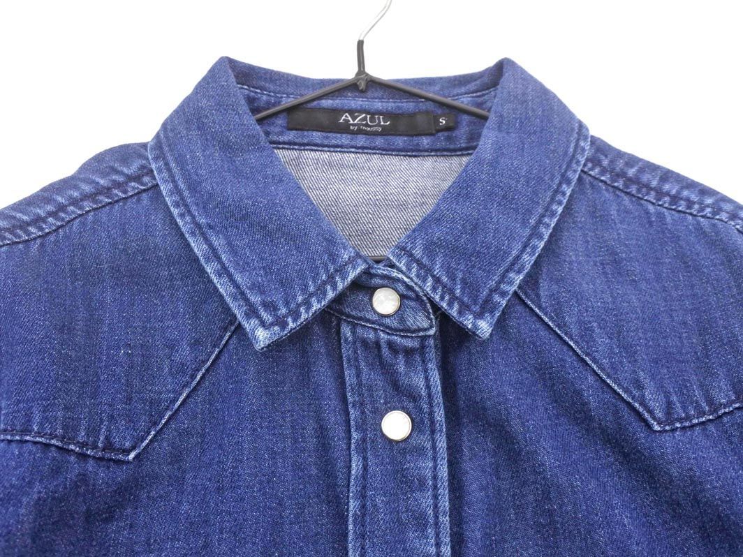 AZUL BY MOUSSY アズールバイマウジー スナップボタン 長袖 デニム シャツ sizeS/紺 ◇■ ☆ dla1 レディース_画像2