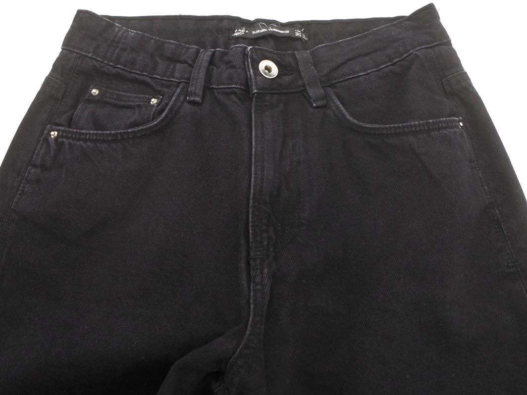 ZARA TRF ザラ トラファ ワイド デニムパンツ size34/黒 ■■ ☆ dla7 レディース_画像2