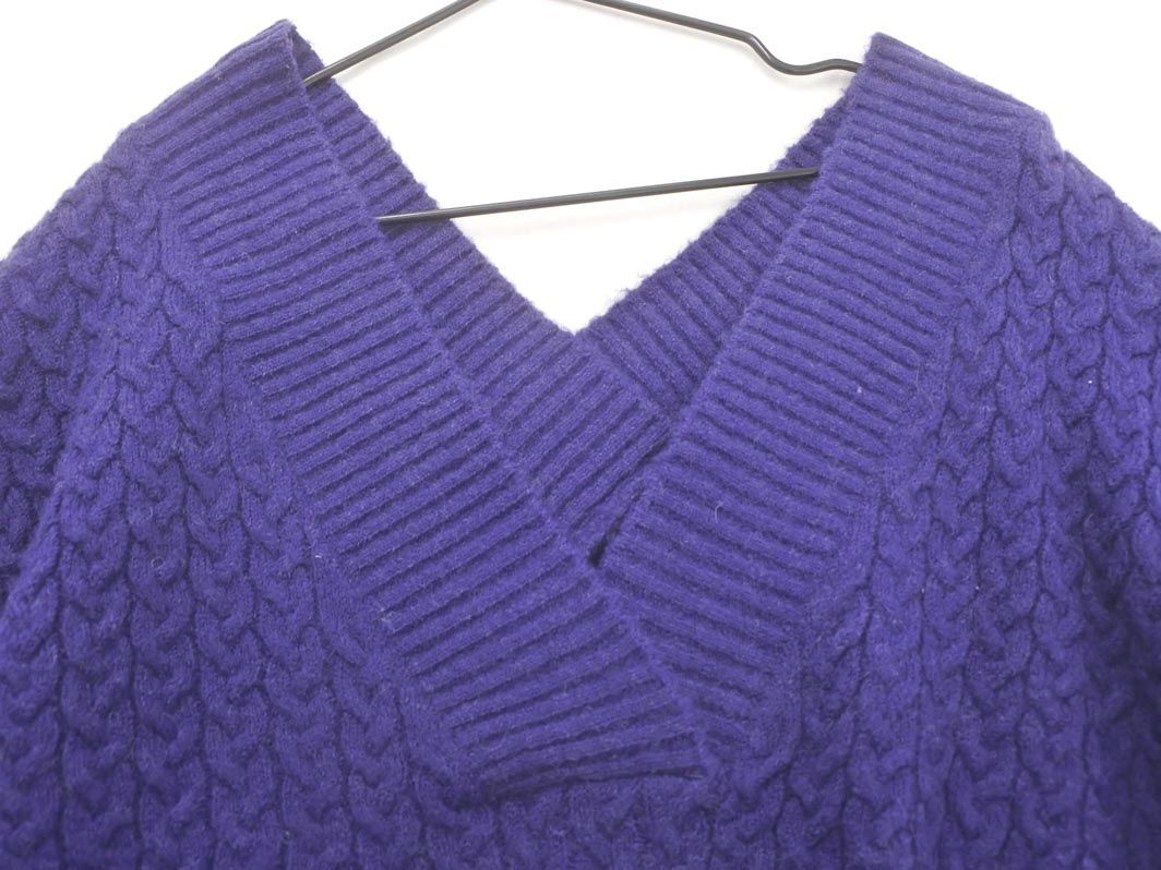 KBFke- Be ef Urban Research V neck wide width knitted sweater sizeONE/ purple *# * dlb2 lady's 