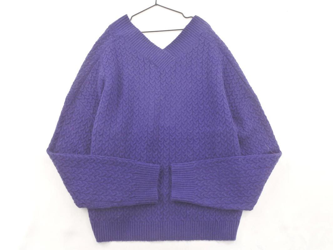 KBFke- Be ef Urban Research V neck wide width knitted sweater sizeONE/ purple *# * dlb2 lady's 