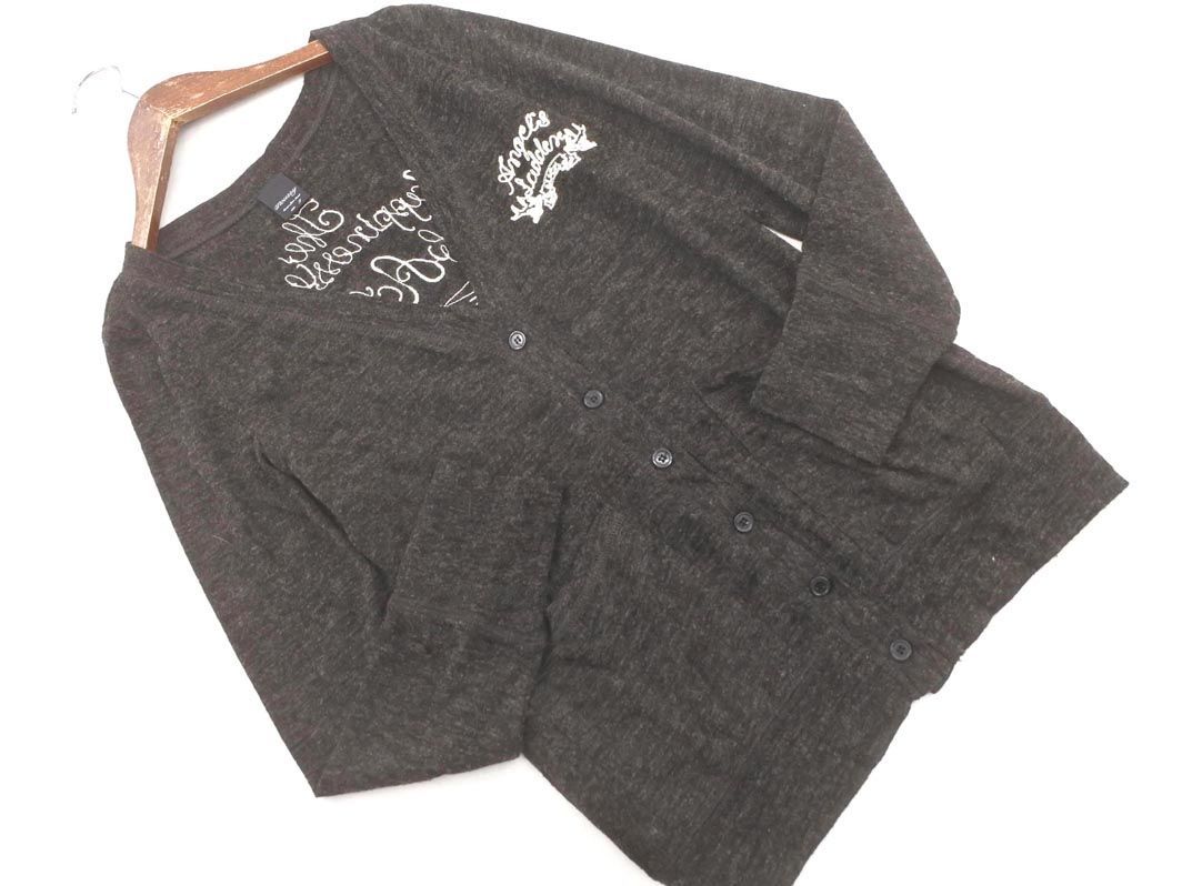 MOUSSY Moussy embroidery cardigan sizeF/ black *# * dlb3 lady's 