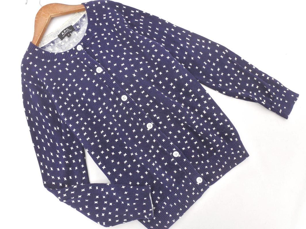 A.P.C. A.P.C. total pattern cardigan sizeS/ navy blue *# * dlb2 lady's 