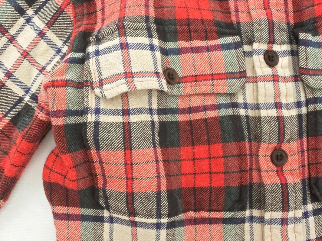 Ralph Lauren Ralph Lauren silk . check long sleeve flannel shirt size7/ red x beige *# * dlb8 lady's 