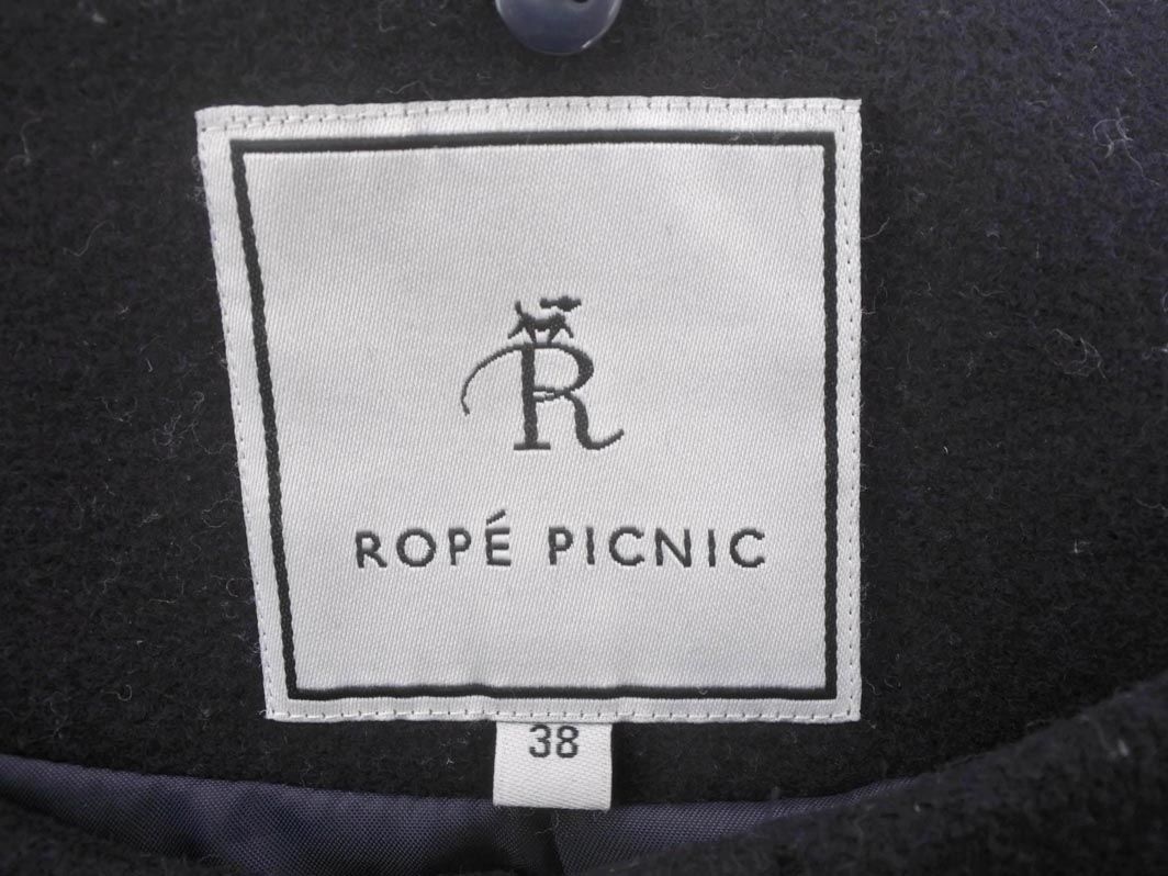 Rope Picnic ロペピクニック ウール混 ノーカラー コート size38/紺 ◆■ ☆ dlc2 レディース_画像6