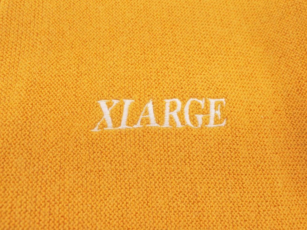 XLARGE エクストララージ ウール混 ロゴ 刺繍 Vネック ニット カーディガン sizeS/マスタード ◇■ ☆ dlc2 メンズ_画像4