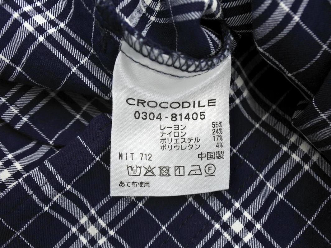 CROCODILE クロコダイル チェック ストレッチ スタンドカラー ジャケット sizeL/白ｘ紺 ◇■ ☆ dlc5 レディース_画像5