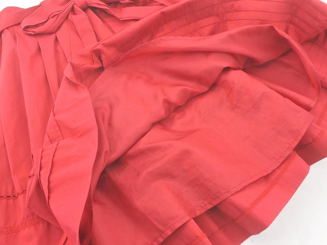 ANNA SUI Anna Sui талия лента tuck flair юбка size1/ красный ## * dlc7 женский 