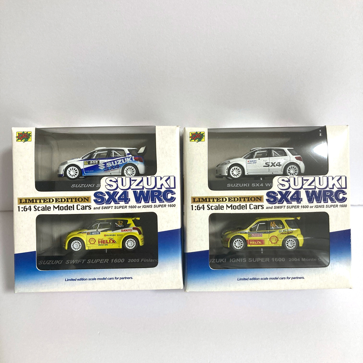 ※ジャンク品【JK851】CM'sシーエムズ 1/64 スズキ SUZUKI SX4 WRC ワークスカラーセット＆テストカラーセット(箱はがれ)(一部こわれあり)_画像1
