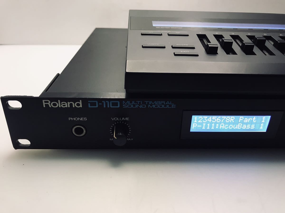 【動作確認済】Roland 音源モジュール D-110 & プログラマー PG-10 MIDIケーブル付属 液晶パネル交換済_画像2