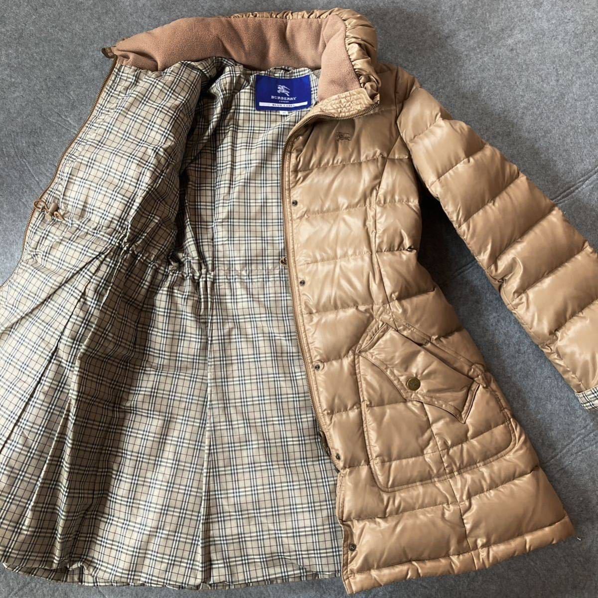 【美品 L】バーバリー ブルーレーベル BURBERRY BLUE LABEL ダウンジャケット ノバチェック ホースロゴ 40サイズ ダウンコート _画像1