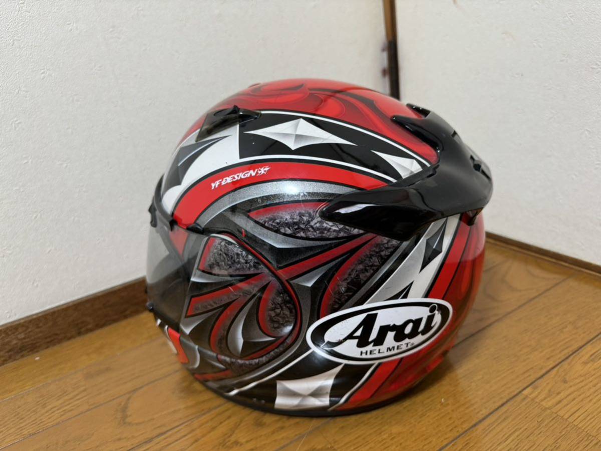 アライ ヘルメット クアンタムJ エース 赤 QUANTUM-J ACE Arai フルフェイス オンロード 59-60cm Lサイズ? 塗装ベース リペアに_画像2