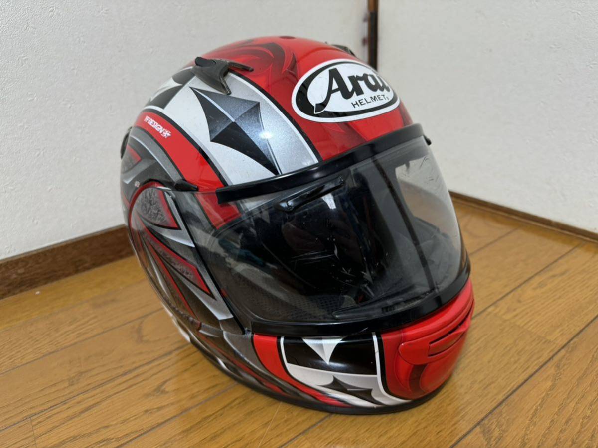 アライ ヘルメット クアンタムJ エース 赤 QUANTUM-J ACE Arai フルフェイス オンロード 59-60cm Lサイズ? 塗装ベース リペアに_画像5