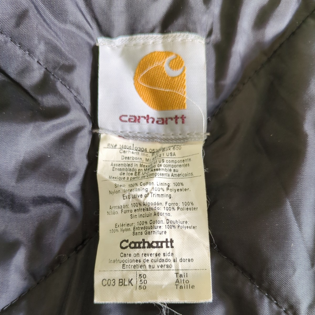 carhartt ダックジャケット　ブラック　サイズ50 カーハート　キルティング　ワーク　デトロイト　ビッグサイズ　オーバーサイズ_画像9