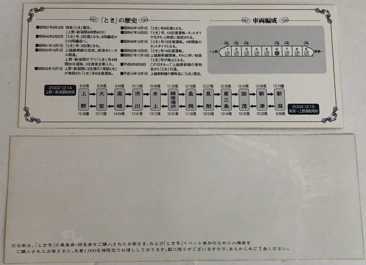 特急想い出のとき号記念乗車証_画像2