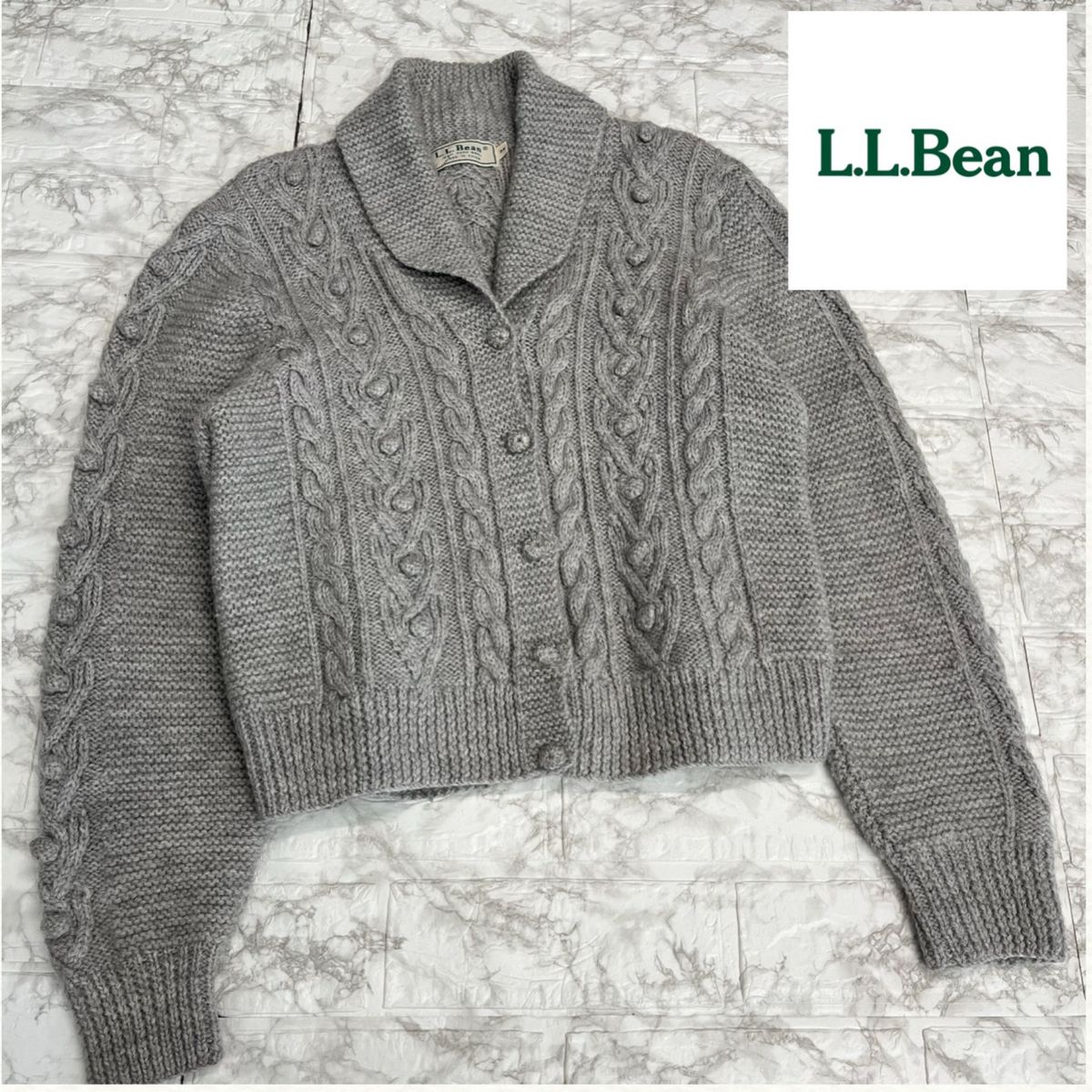 人気 L.L.Bean ケーブル編みニットカーディガン　ヴィンテージニット