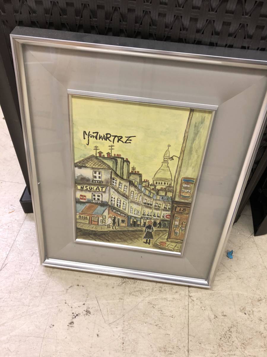 【中古品】絵画 街並 シルバー 銀縁 ヨーロッパ街並み_画像1