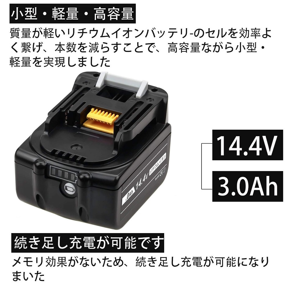 BL1430B 2個 ＋ DC18RC 小型軽量型 セット マキタ 互換 バッテリー 充電器 セット 14.4v 3.0Ah 30_画像2