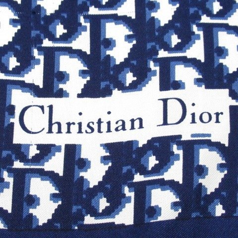 Y12*[ beautiful goods ]Dior silk scarf navy blue navy series Toro ta- pattern large size silk silk Christian Dior Christian Dior[ cat pohs OK]