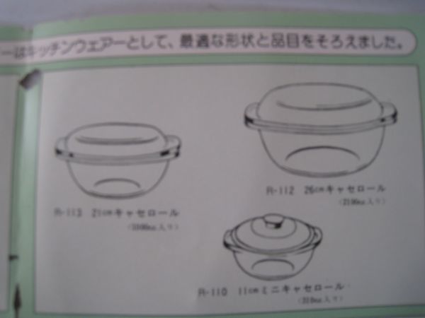 レトロ　鳴海製陶　ナルミ　耐熱ガラス食器　クックマミー　キャセロール　R-112　オーブン電子レンジ　箱付き/21N11.2-6_画像5