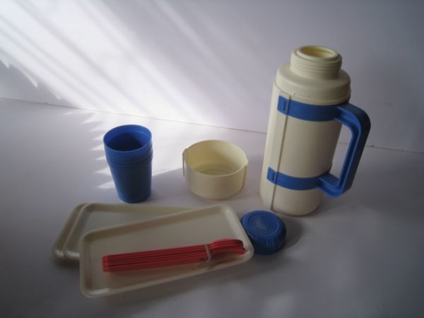 ピクニックセット　水筒　プレート　カップ　スプーン　フォーク　プラスチック製　未使用品 /21N12.7-32_画像7