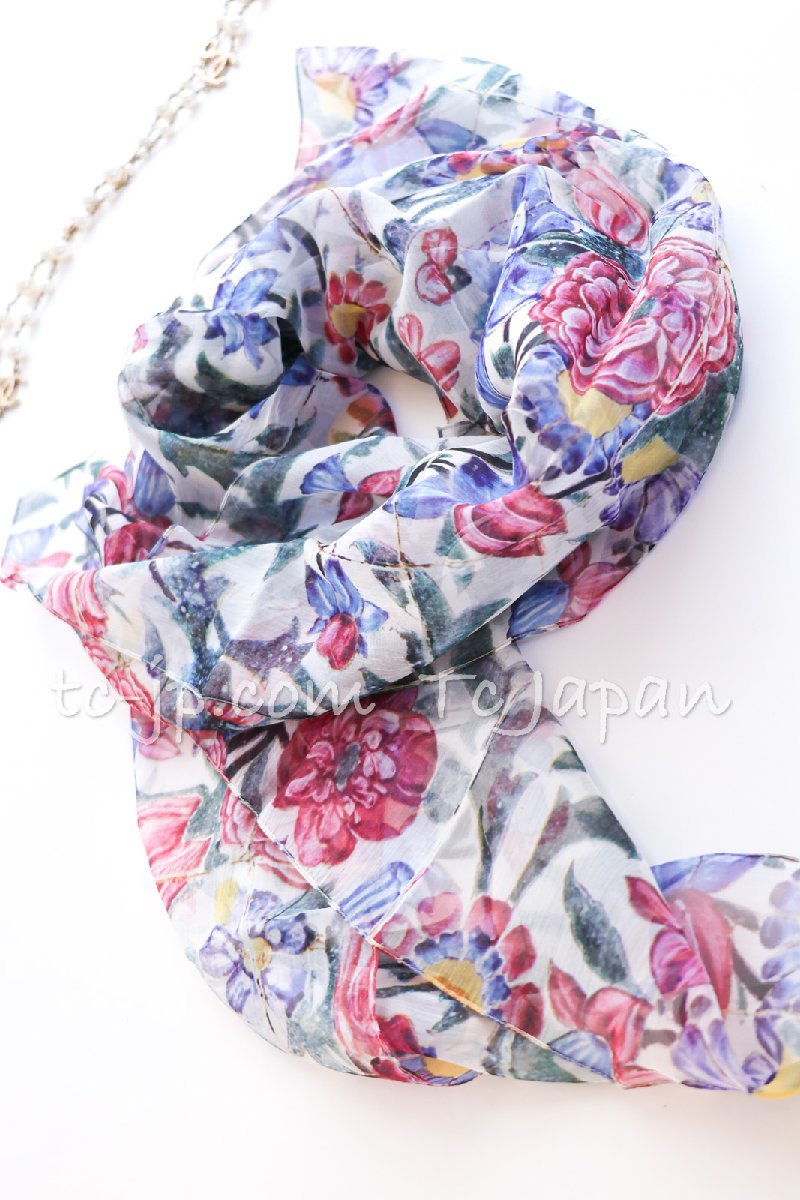  Chanel One-piece CHANEL цветочный цветочный принт многоцветный роскошный шелк 100% шарф имеется как новый 38