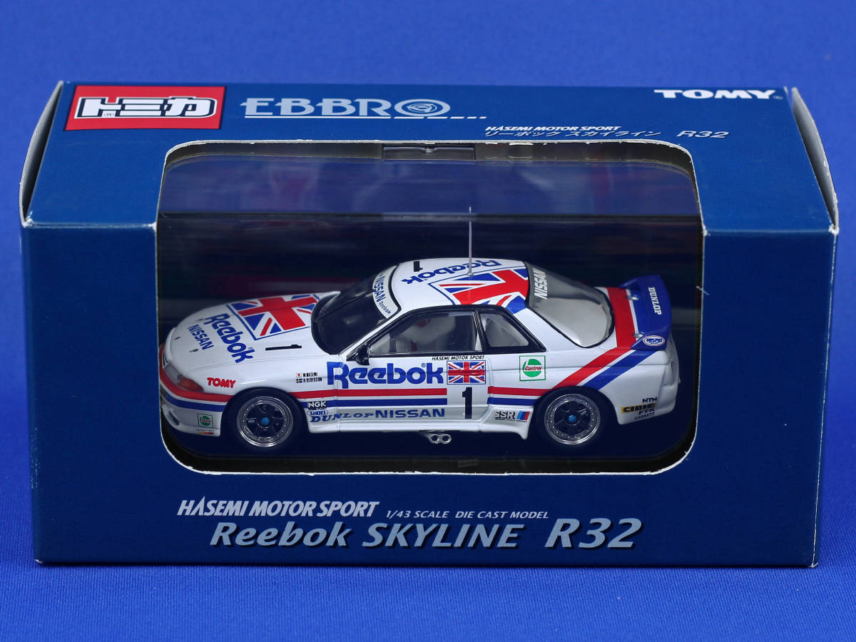 EBBRO 1/43 JTC Reebok SKYLINE #1 Gr.A R32 GT-R ハセミトミカ TOMY HASEMI リーボック スカイライン グループA 日産 NISSAN ニスモ NISMO_画像1