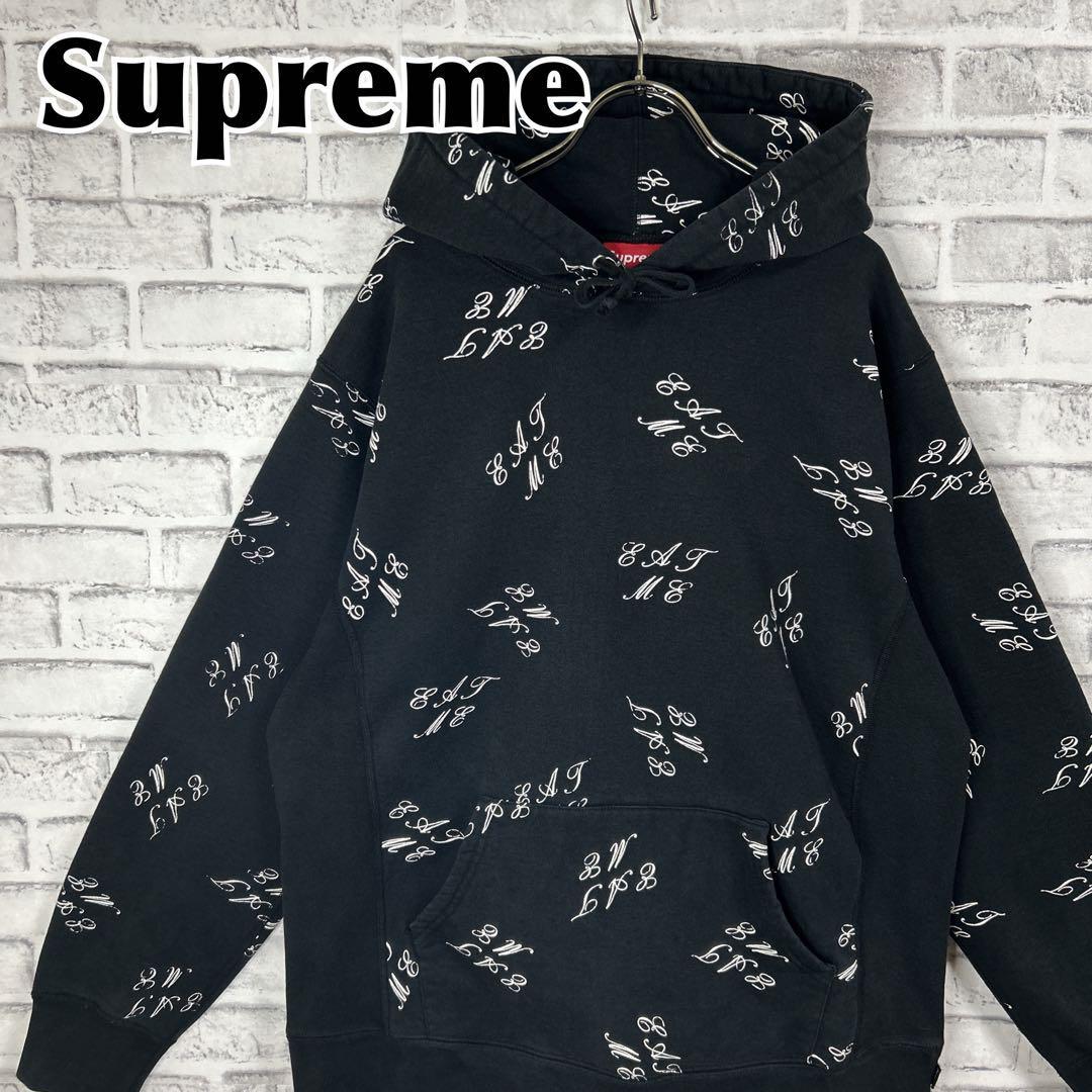 Supreme シュプリーム パーカー 総柄ロゴ 希少XLサイズ eat me 冬服 秋